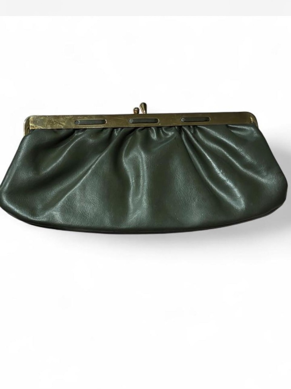 1950’s Olive green clutch with gold hardware